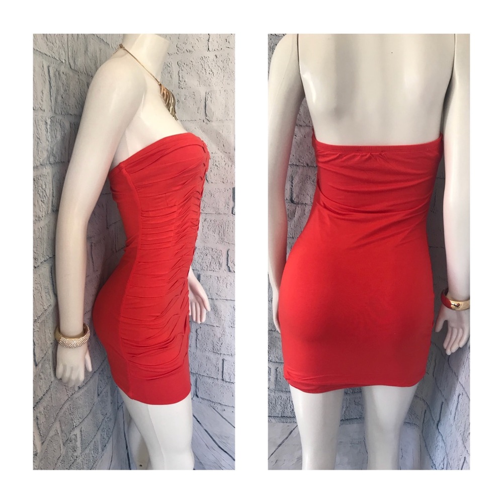 Sol - Burnt Orange Tube Mini Dress - Picture 7 of 8